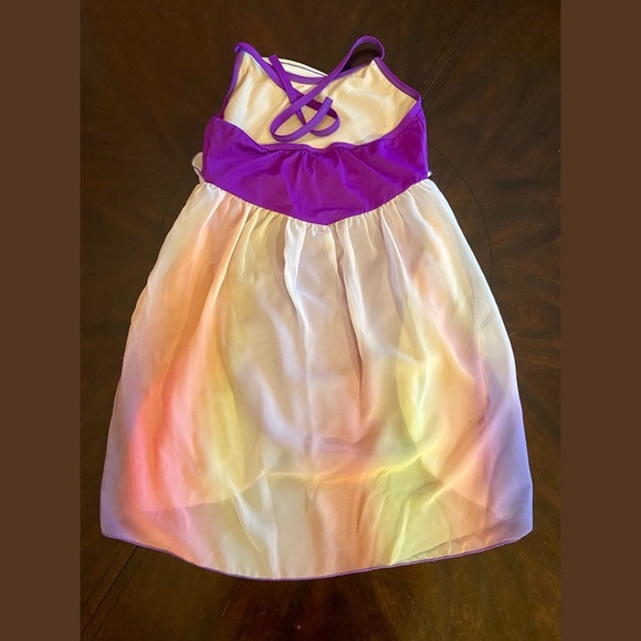 Alexandra Lyrical Dance Costume Purple Rainbow halter leotard w dress overlay AL - Picture 3 of 6
